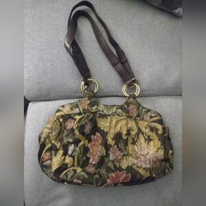 Talbots Floral Tapestry Shoulder Bag with Gold Accents